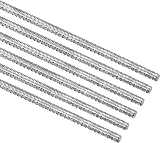 Set van 6 M4 x 300 mm Volledig Gewelfde Stangen 304 RVS V2A Draadstangen A2