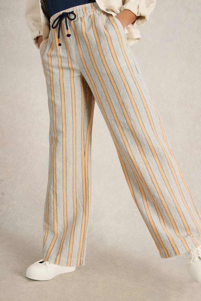 White Stuff Belle Linen Blend Trouser White Multi Taglia: 12 REGULAR | Pantaloni Outlet | Donna | Bianco