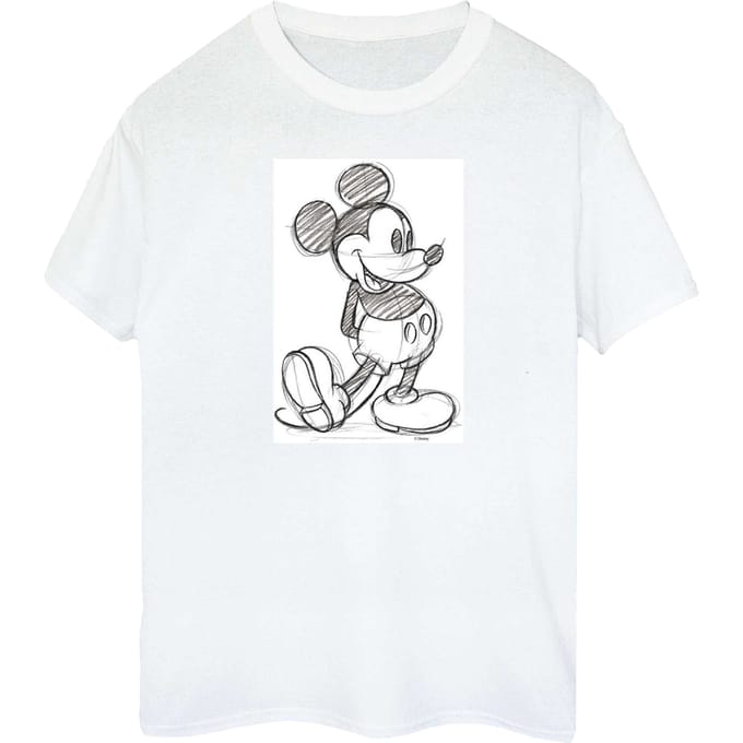 Disney Heren Mickey Mouse Schets Katoen T-Shirt (Wit)