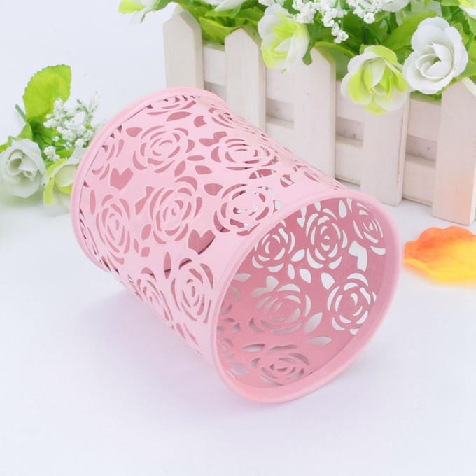 Bureau Organizer Hol Rozenbloem Patroon Pen Potlood Houder Container pink