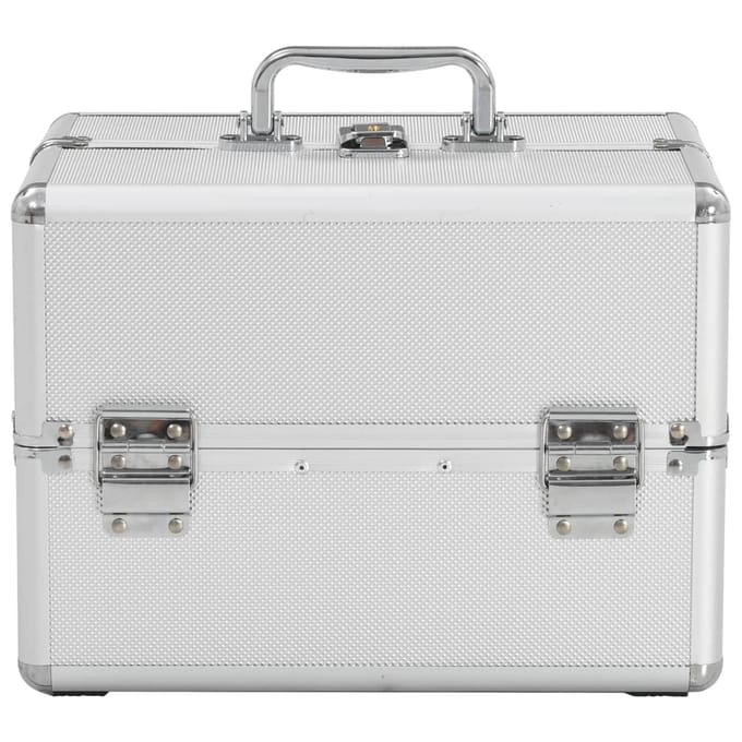 vidaXL - Make-up - koffer - 22x30x21 - cm - aluminium - zilverkleurig