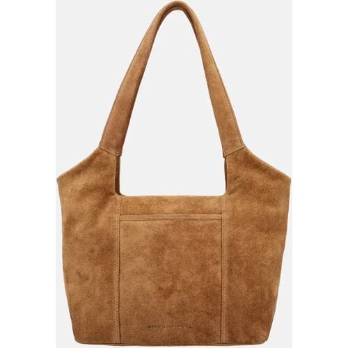 Hide & Stitches Brazos Schoudertas - 30 x 21 x 10,5 cm - Suede - Leer - Dames Tas - Leren Dames Tas - Camel