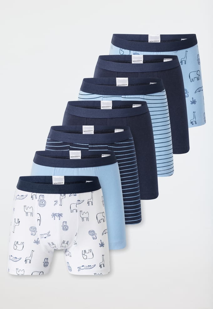 Short, set van 7, met streepjes, safaridieren, meerkleurig - 95/5 92
