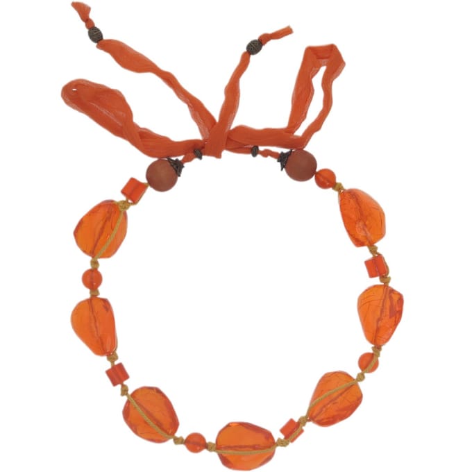 Behave – Lange Ketting – Oranje – Acryl Kralen – Verstelbaar – Boho Chic