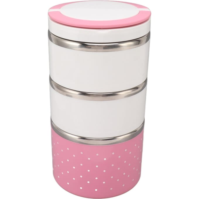 Stapelbare Thermische Lunchcontainer van Roestvrij Staal Lekdicht Behoudt Versheid Draagbaar Thermisch L(for 6.5-9kg) roze