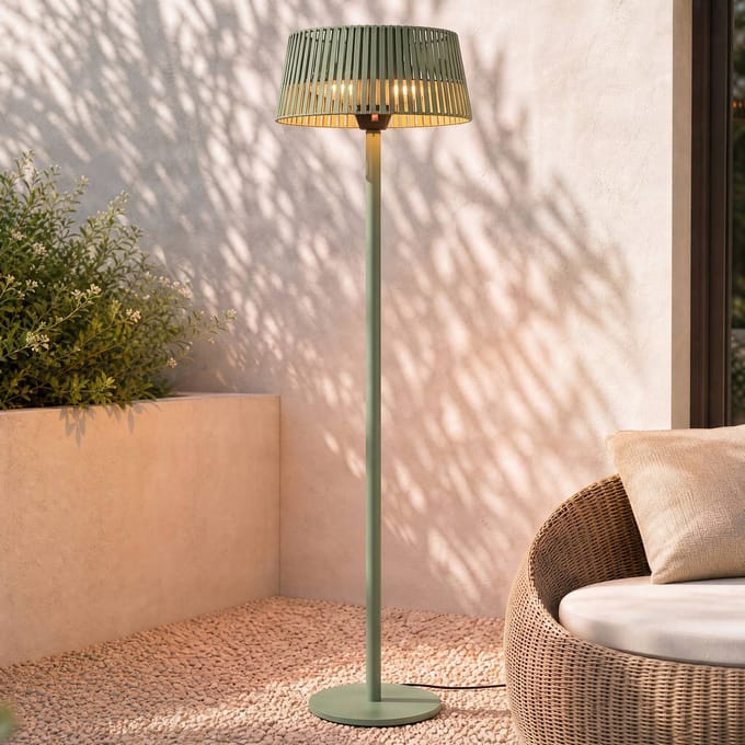 Lucande Pyravo-terrasverwarmer, groen, 200 cm, aluminium, IP44
