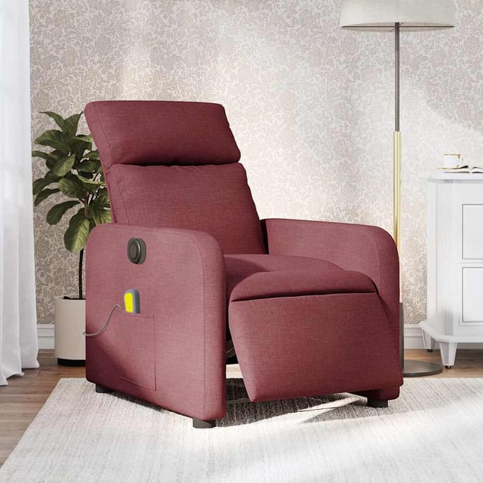 vidaXL - Massagestoel - elektrisch - verstelbaar - stof - wijnrood
