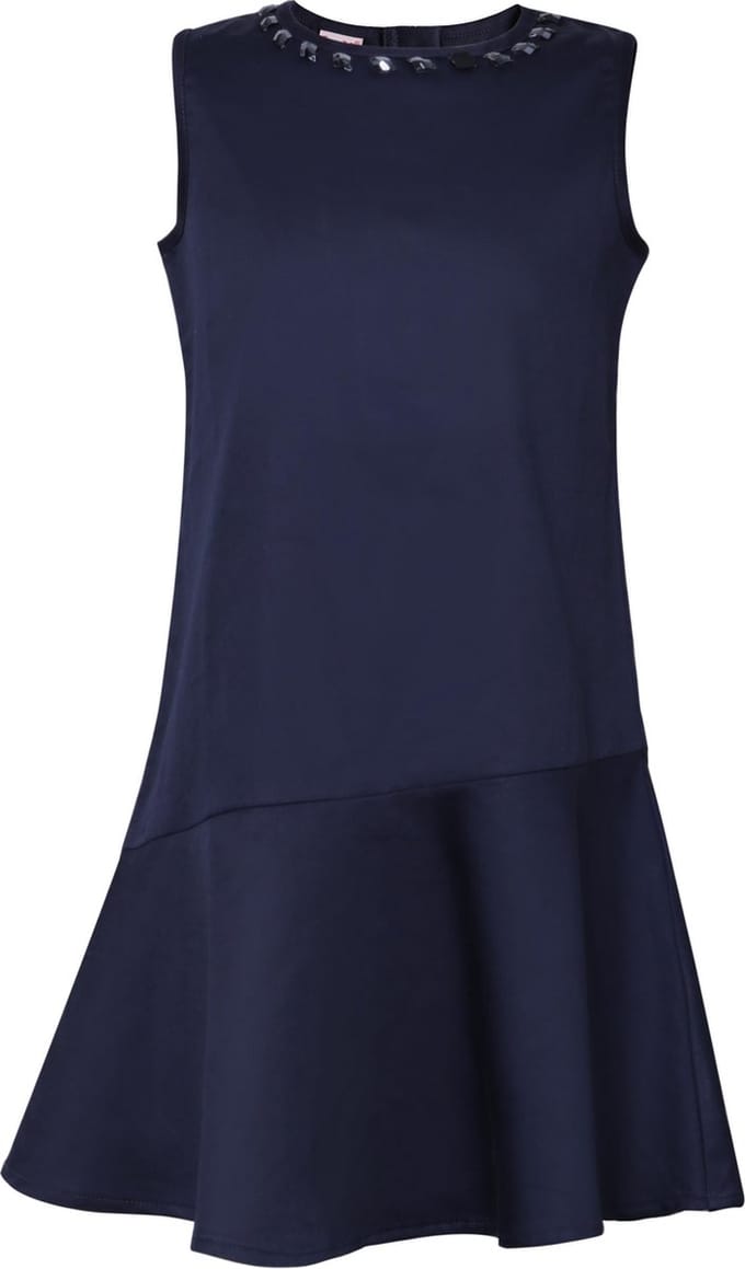 La V  jurk met kralen rond de hals Navy 122