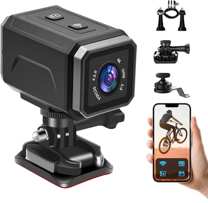 Actiecamera 4K met WiFi - Waterdichte Fietscamera Voor Outdoor Activiteiten