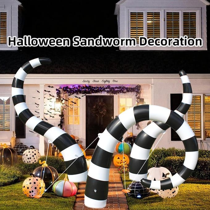 Tuindecoratie zandworm pvc opblaasbare decoraties One size wit