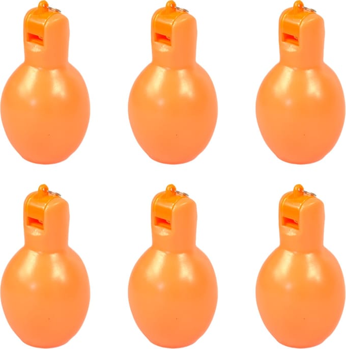 MDsport - Knijpfluit set van 6 - Oranje - Handfluit - Knijpfluitjes