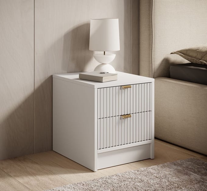 Meubella - Nachtkastje Tavares - Wit - 35 cm