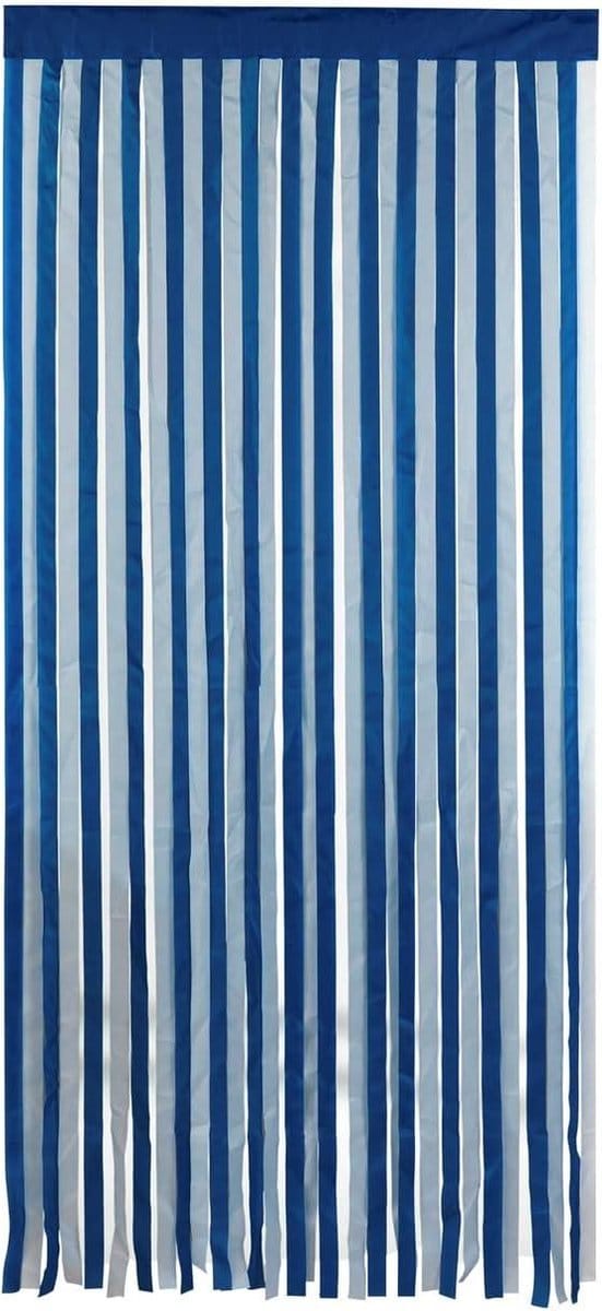 Vliegengordijn 90 x 200 cm blauw-wit gestreept