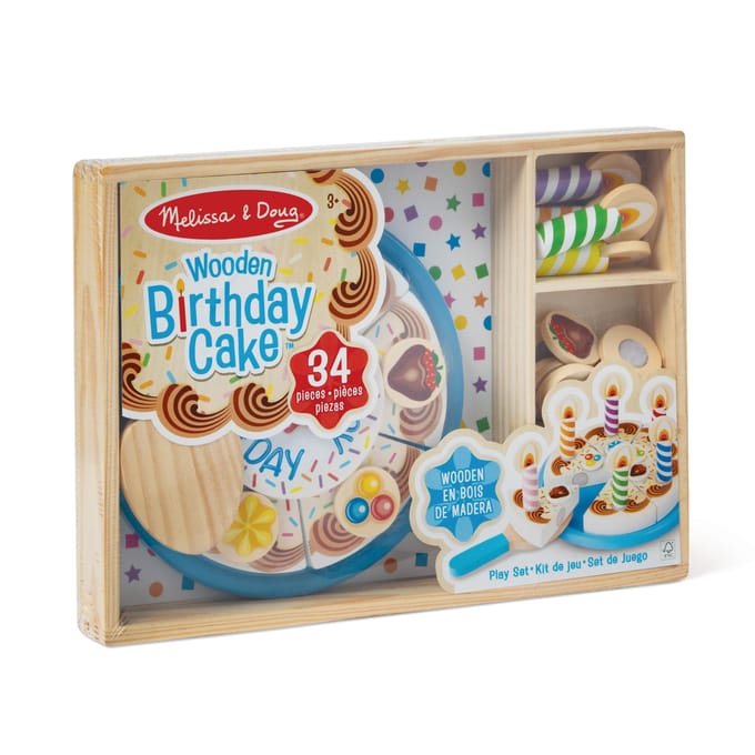 Melissa & Doug - Houten verjaardagstaart - 34-delig - Met opbergkist