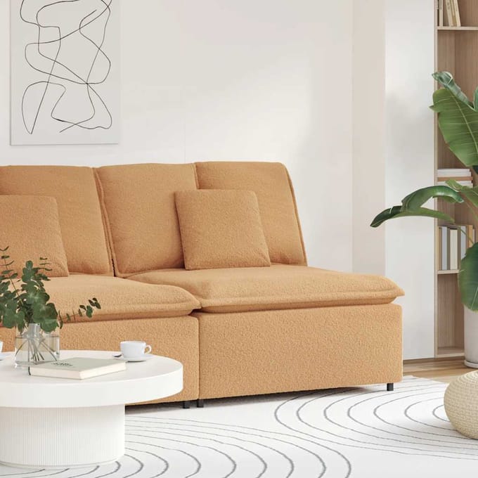 vidaXL Modulaire bank middenmodule met kussens 100 cm beige
