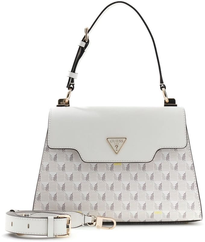 GUESS handtas schoudertas G Wave II Top Handle Flap Stone Logo crème