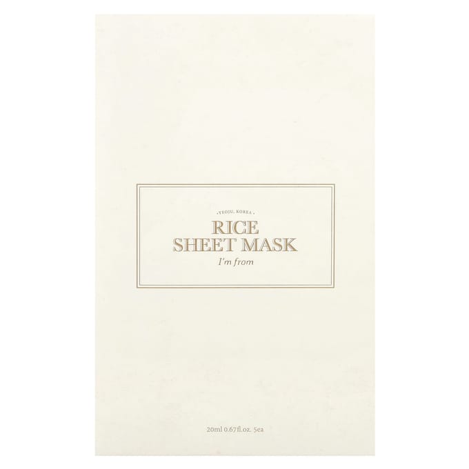 I'm From, Rice Beauty Sheet Mask, 5 sheets, 20ml (0.67fl oz) each white
