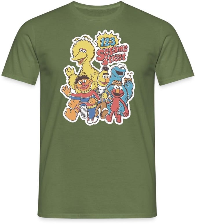 Sesamstraat 123 Sesame Street Groep T-Shirt Heren