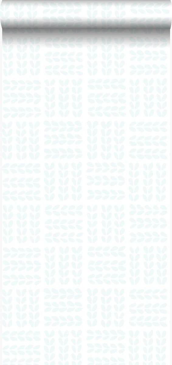 Origin Wallcoverings behang scandinavische blaadjes mat wit en mintgroen - 347499 - 53 cm x 10,05 m