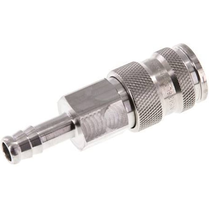 RVS 316L DN 7.8 Luchtkoppeling Snelkoppeling 9 mm Slangpilaar Double Shut-Off