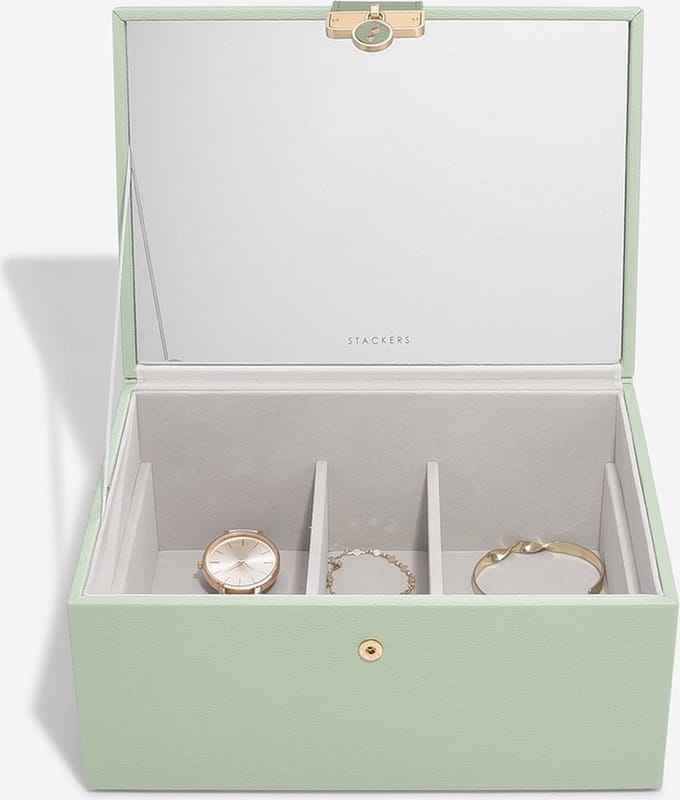 STACKERS GREEN - Luxe juwelendoos - juwelenkistje - sieradendoos - spiegel