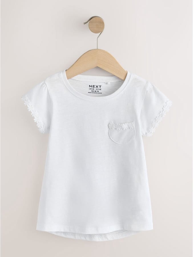 Next - Meisjes - T-shirt met zakje met madeliefjesprint - Wit