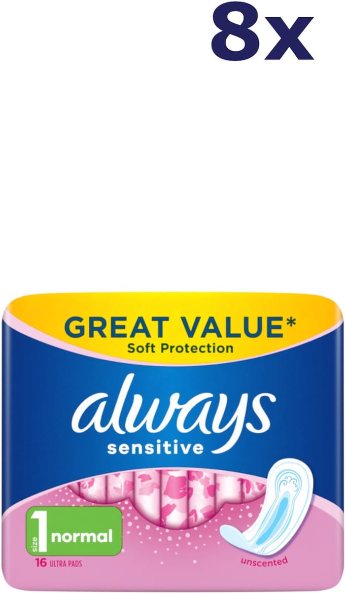 Always Maandverband Sensitive Normal Voordeelverpakking 8 x 16