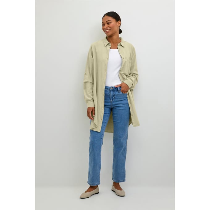 Overhemd met lang mouwen Loose fit Seagrass green