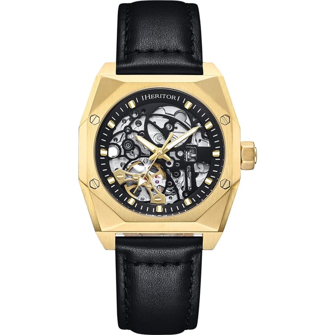 Heritor Automatic Elliott leren band horloge