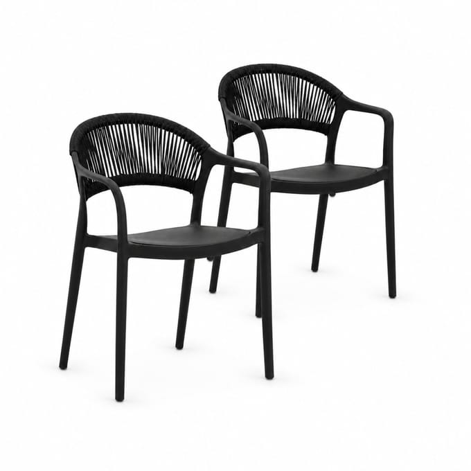 DS4U - - Liv tuinstoel - Set van 2 - Zwart - Kunststof - Stapelbaar