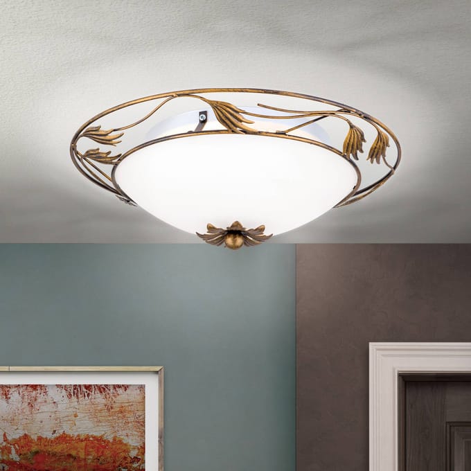ORION Plafondlamp Fleur, antiek goud, Ø 40 cm