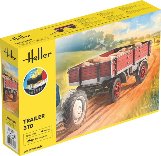 Heller Modelbouwpakket Militaire voertuigen - 57410 - 3 Tons Trailer - Aanhanger - Starter Kit Plastic - 1:24 - Modelbouw