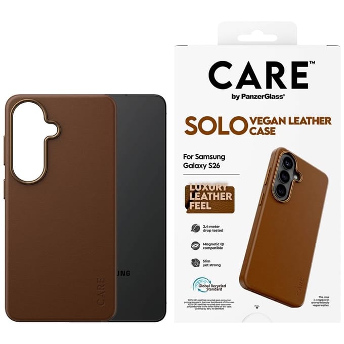 PanzerGlass CARE™ by ® Solo Case Brown w. Qi Samsung Galaxy S26 mobiele telefoon behuizingen 16 cm (6.3) Hoes Bruin
