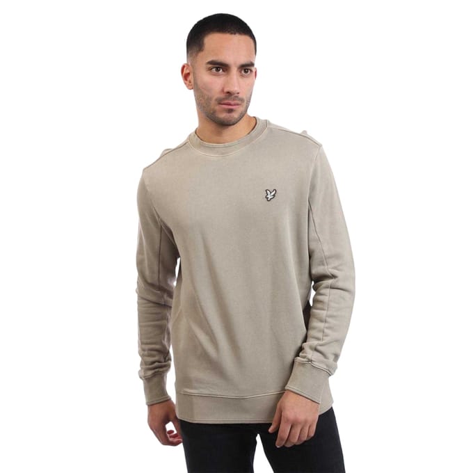 Lyle & Scott Heren-sweater met ronde hals en gekleurde details (Beige)