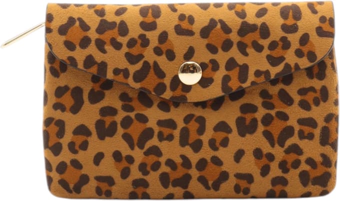 Portemonnee - Flora & Co - suedelook - animal print - camel