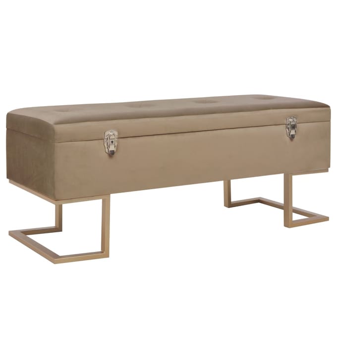 vidaXL - Bankje - met - opbergvak - 105 - cm - fluweel - beige