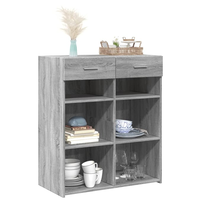 vidaXL - Dressoir - 80x42,5x93 - cm - bewerkt - hout - grijs - sonoma - eikenkleurig