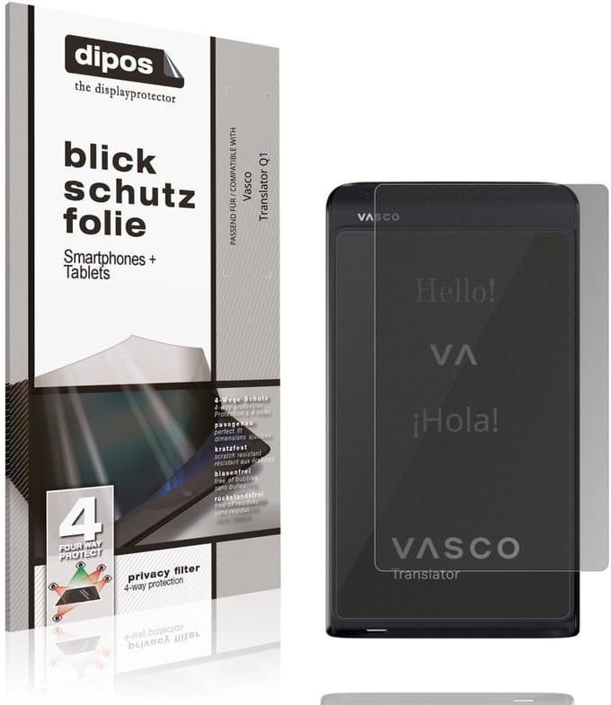 dipos – Matte Privacy Screenprotector geschikt voor Vasco Translator Q1 | Anti-Spy Beschermfolie