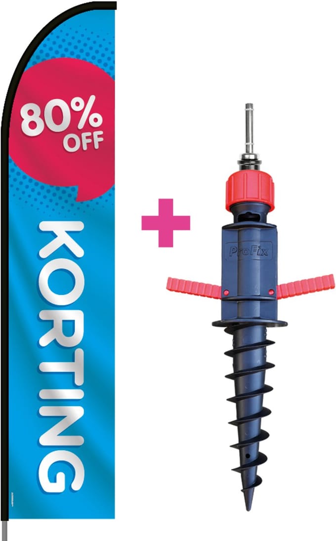 Beachflag - 80% Korting - Vlag + Grondboor + Rotator + Hengelsysteem + Draagtas - Actievlag.nl