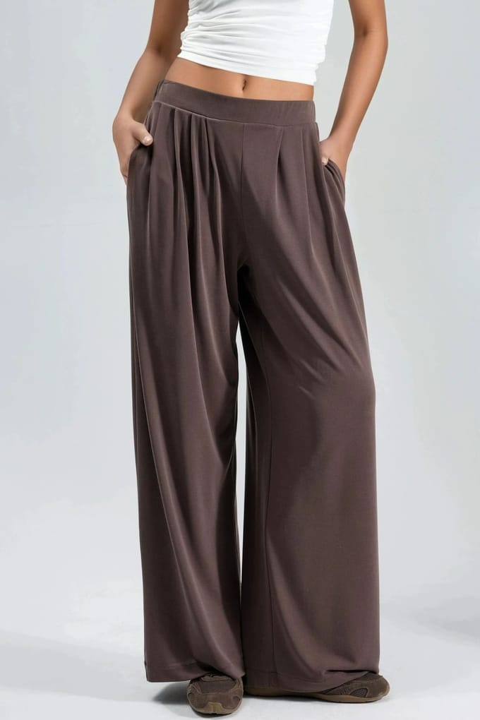 Plissé Wijd Pantalon met Zakken