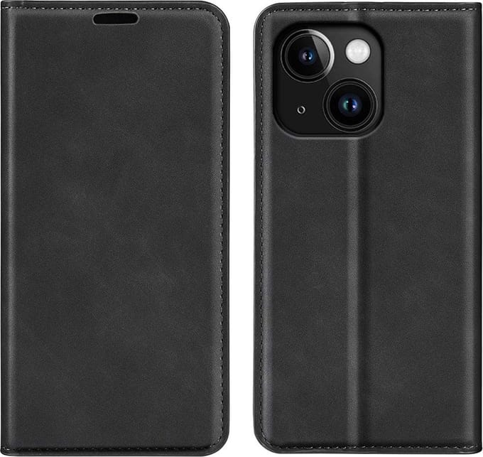 MobyDefend Hoesje - Geschikt voor iPhone 15 - Luxe Wallet Bookcase (Magnetische Sluiting) - Zwart