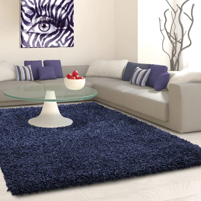 Muratap Basic shaggy vloerkleed donker blauw hoogpolig- 60x110 cm