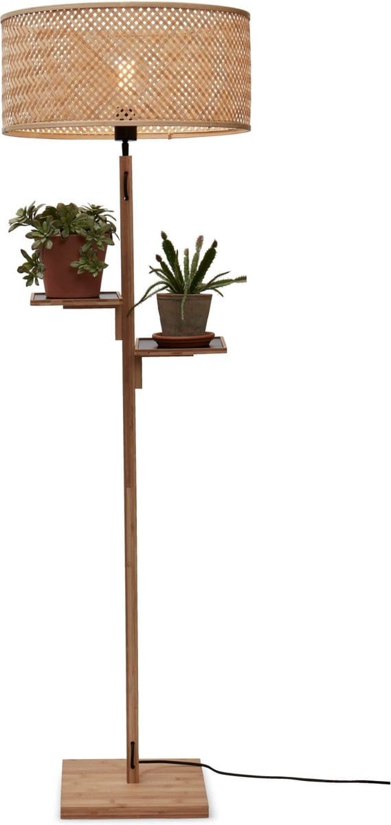 GOOD&MOJO Vloerlamp Java - Bamboe - Ø50x158cm - Bohemian - Staande lampen voor Woonkamer - Slaapkamer