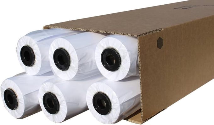 Plotterpapier - 6 Rollen - 90g/m² - 610mm x 50m - Voor CAD, Tekeningen en Scherpe Prints