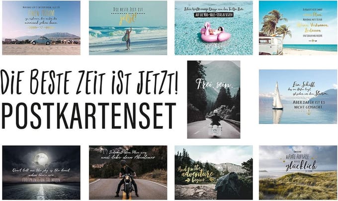 Set Ansichtkaarten met Inspirerende Teksten over Leven, Liefde en Vriendschap