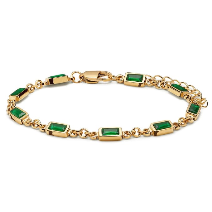 Prism | Vergulde armband met smaragdgroene stenen van kristalglas