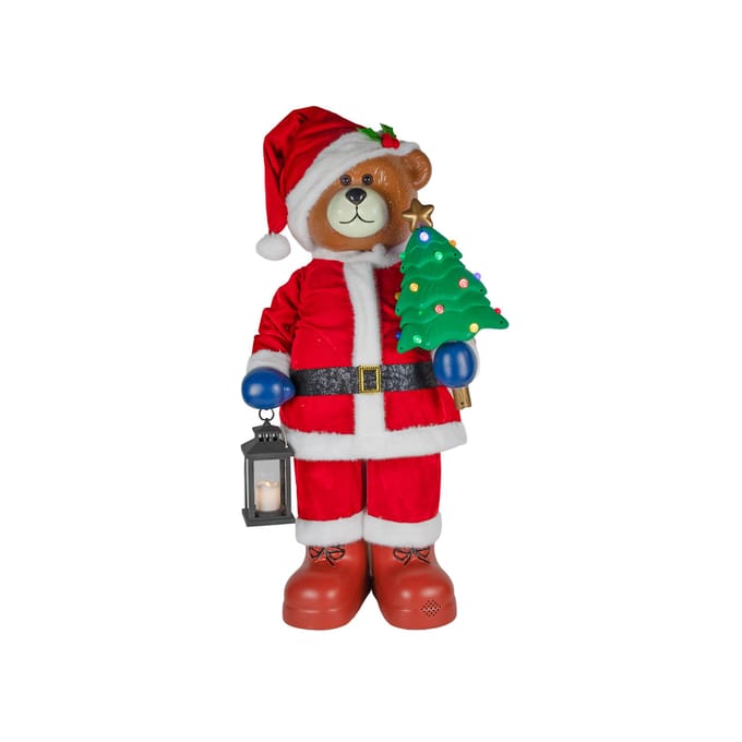 Kerstman teddybeer 110cm met muziek en LED