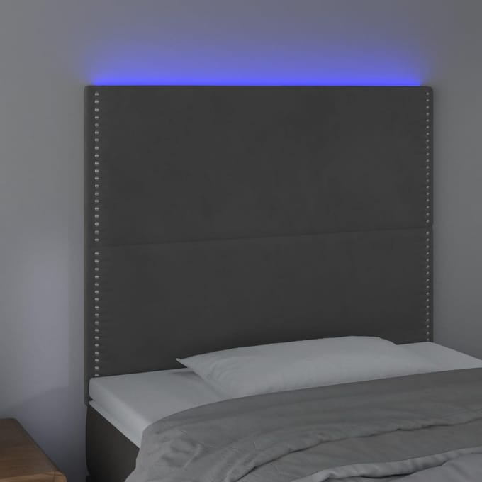 vidaXL - Hoofdbord - LED - 80x5x118/128 - cm - fluweel - donkergrijs