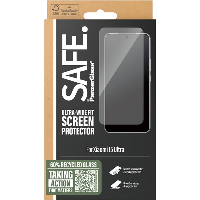 SAFE by PanzerGlass Ultra-Wide Fit Screenprotector incl. applicator voor de Xiaomi 15 Ultra