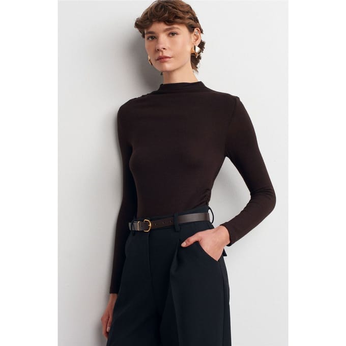 Geribbelde Slim-Fit Halve Colblouse